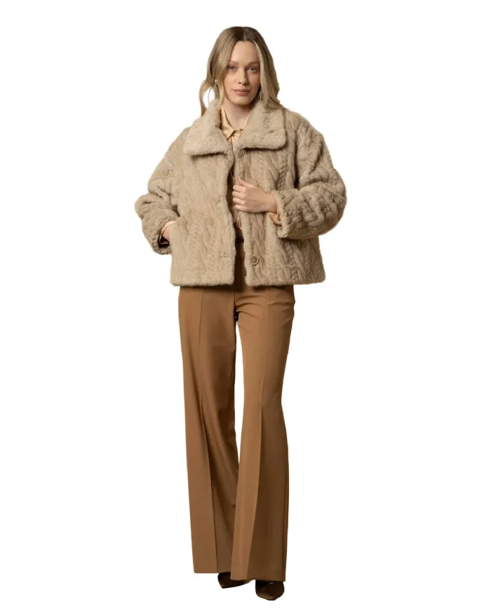 KOCCA Cappotto Donna A25PCA7548ABUN0000 MARIELIES AI 25/26 in ecopelliccia a trecce 30357 NOCCIOLA KOCCA Cappotto Donna A25PCA7548ABUN0000 MARIELIES AI 25/26 in ecopelliccia a trecce 30357 NOCCIOLA