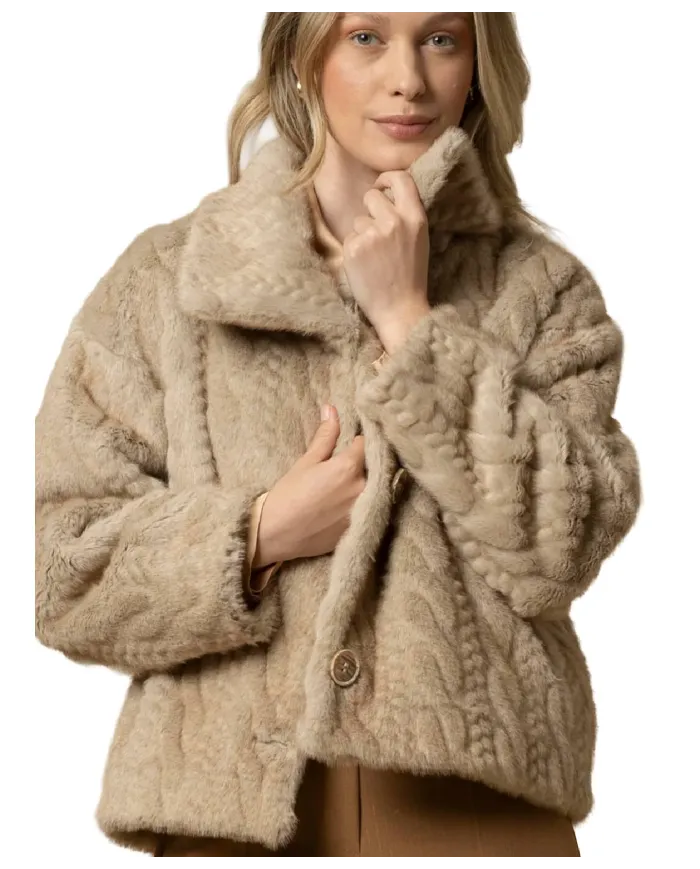 KOCCA Cappotto Donna A25PCA7548ABUN0000 MARIELIES AI 25/26 in ecopelliccia a trecce 30357 NOCCIOLA
