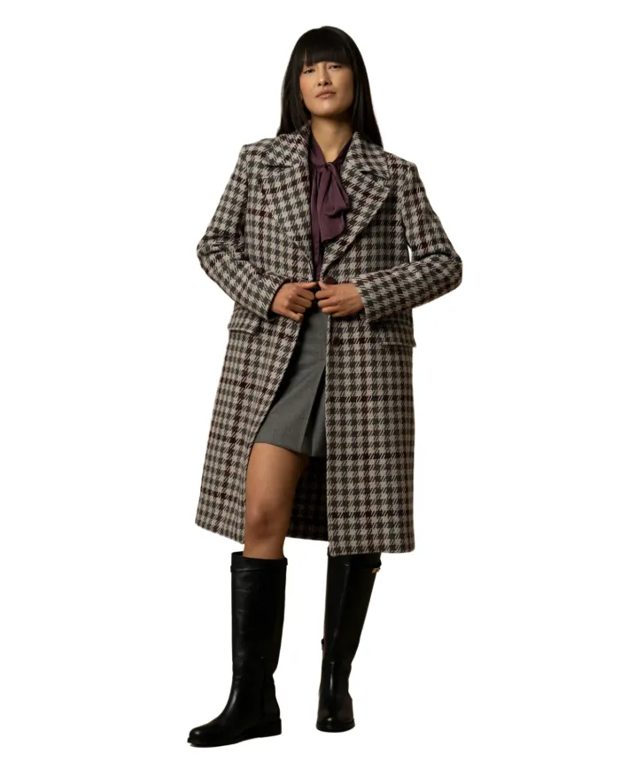 KOCCA Cappotto Donna A25PCA7700ABFA3477 CAMANTO AI 25/26 lana con fantasia tartan F9009 fant. GRIGIO/BORDEAUX KOCCA Cappotto Donna A25PCA7700ABFA3477 CAMANTO AI 25/26 lana con fantasia tartan F9009 fant. GRIGIO/BORDEAUX