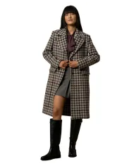 KOCCA Cappotto Donna A25PCA7700ABFA3477 CAMANTO AI 25/26 lana con fantasia tartan F9009 fant. GRIGIO/BORDEAUX