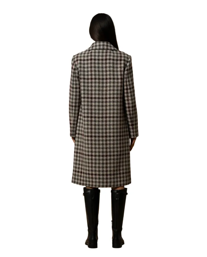 KOCCA Cappotto Donna A25PCA7700ABFA3477 CAMANTO AI 25/26 lana con fantasia tartan F9009 fant. GRIGIO/BORDEAUX