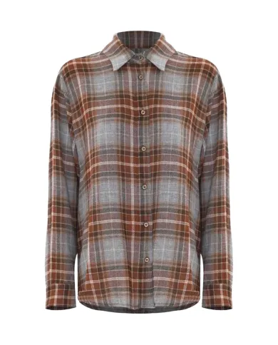 KOCCA Camicia Donna A25PCM7576ABQD3464 ELYA AI 25/26 in lana a quadri F9013 Fant. Grigio/Marrone KOCCA Camicia Donna A25PCM7576ABQD3464 ELYA AI 25/26 in lana a quadri F9013 Fant. Grigio/Marrone