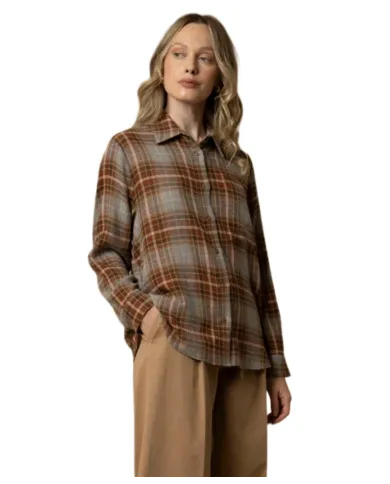 KOCCA Camicia Donna A25PCM7576ABQD3464 ELYA AI 25/26 in lana a quadri F9013 Fant. Grigio/Marrone KOCCA Camicia Donna A25PCM7576ABQD3464 ELYA AI 25/26 in lana a quadri F9013 Fant. Grigio/Marrone