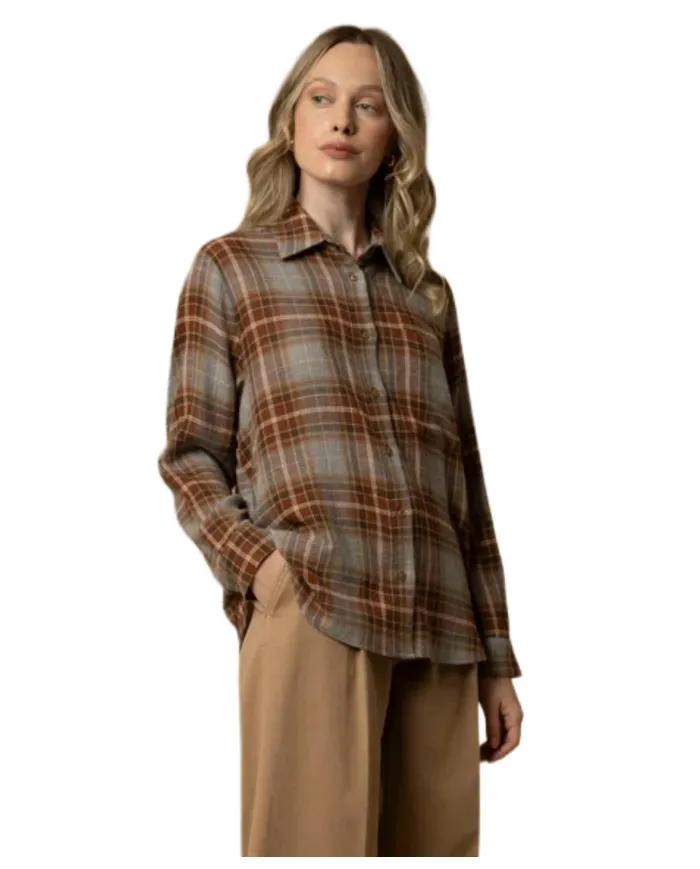 KOCCA Camicia Donna A25PCM7576ABQD3464 ELYA AI 25/26 in lana a quadri F9013 Fant. Grigio/Marrone KOCCA Camicia Donna A25PCM7576ABQD3464 ELYA AI 25/26 in lana a quadri F9013 Fant. Grigio/Marrone