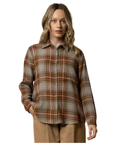 KOCCA Camicia Donna A25PCM7576ABQD3464 ELYA AI 25/26 in lana a quadri F9013 Fant. Grigio/Marrone KOCCA Camicia Donna A25PCM7576ABQD3464 ELYA AI 25/26 in lana a quadri F9013 Fant. Grigio/Marrone
