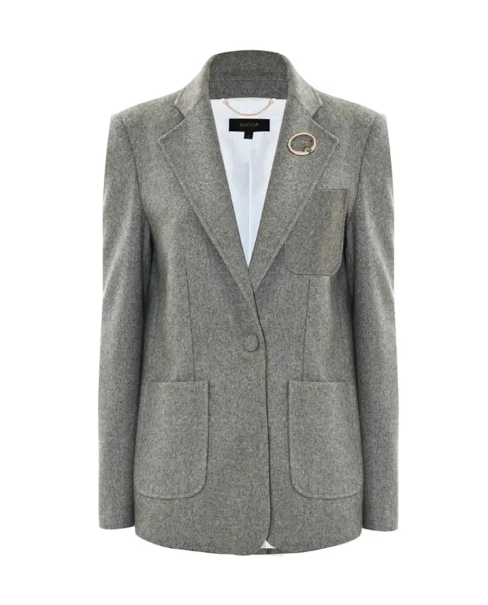 KOCCA Giacca Donna A25PGC7577ABUN3466 ENDACIL AI 25/26 lana con dettaglio applicato sul risvolto 50803 VERDE MILITARE KOCCA Giacca Donna A25PGC7577ABUN3466 ENDACIL AI 25/26 lana con dettaglio applicato sul risvolto 50803 VERDE MILITARE