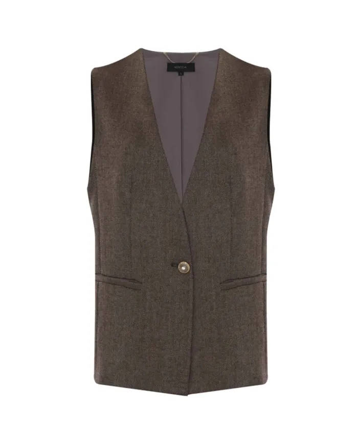 KOCCA Gilet Donna A25PGL7784ABUN0000 AURELIANA AI 25/26 viscosa con patch applicata 30015 TERRA KOCCA Gilet Donna A25PGL7784ABUN0000 AURELIANA AI 25/26 viscosa con patch applicata 30015 TERRA