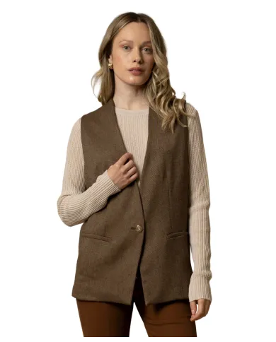 KOCCA Gilet Donna A25PGL7784ABUN0000 AURELIANA AI 25/26 viscosa con patch applicata 30015 TERRA KOCCA Gilet Donna A25PGL7784ABUN0000 AURELIANA AI 25/26 viscosa con patch applicata 30015 TERRA