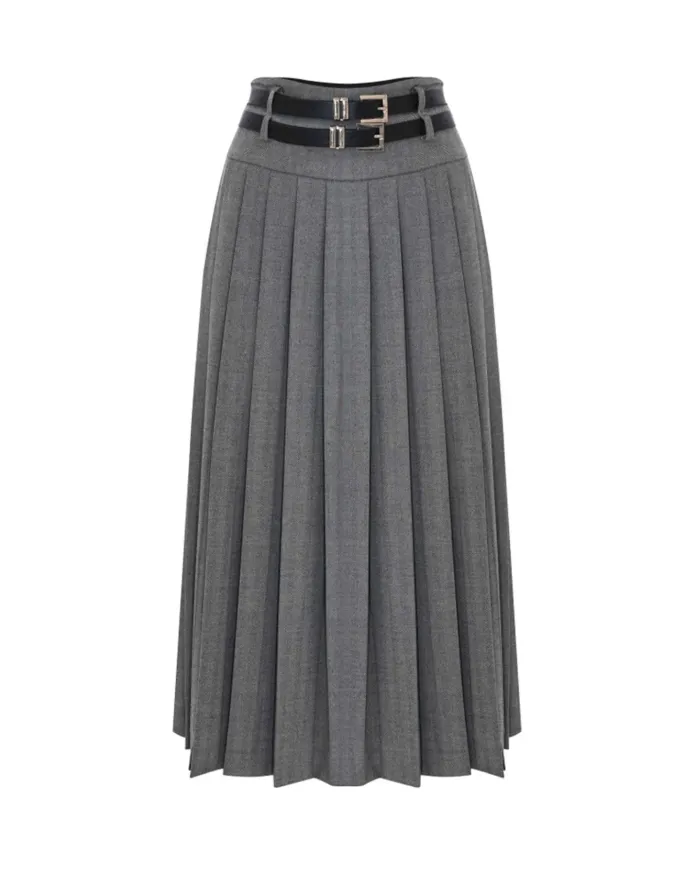 KOCCA Gonna Donna A25PGO7694ABFA3476 AI 25/26 viscosa lungo con doppia cintura regolabile 90014 GRIGIO MEDIO KOCCA Gonna Donna A25PGO7694ABFA3476 AI 25/26 viscosa lungo con doppia cintura regolabile 90014 GRIGIO MEDIO