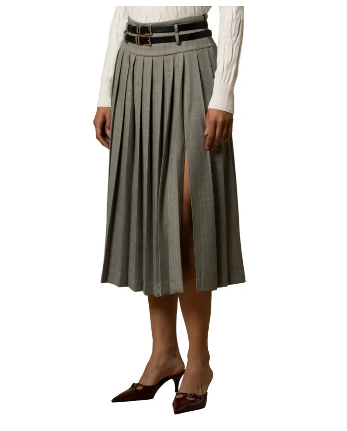 KOCCA Gonna Donna A25PGO7694ABFA3476 AI 25/26 viscosa lungo con doppia cintura regolabile 90014 GRIGIO MEDIO KOCCA Gonna Donna A25PGO7694ABFA3476 AI 25/26 viscosa lungo con doppia cintura regolabile 90014 GRIGIO MEDIO