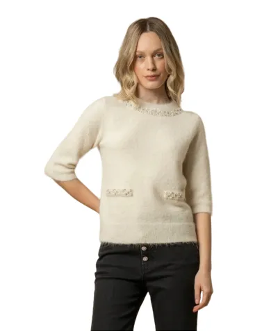 KOCCA Maglia Donna A25PMA7269ABUN0000 ANOUSKA AI 25/26 lana regular con perle applicate 60725 LATTE/PANNA KOCCA Maglia Donna A25PMA7269ABUN0000 ANOUSKA AI 25/26 lana regular con perle applicate 60725 LATTE/PANNA