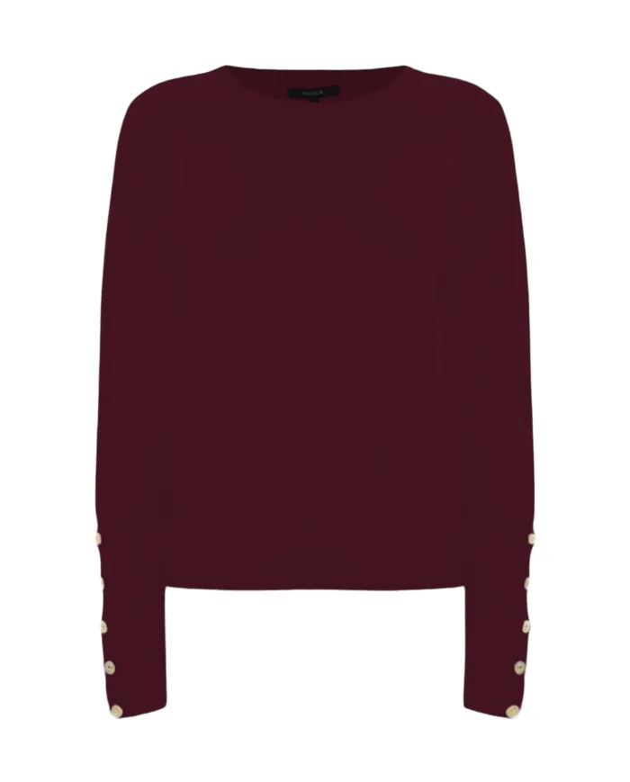 KOCCA Maglia Donna A25PMA7300ABUN000 ARWAN AI 25/26 viscosa con bottoni gioiello 10172 BORDEAUX KOCCA Maglia Donna A25PMA7300ABUN000 ARWAN AI 25/26 viscosa con bottoni gioiello 10172 BORDEAUX