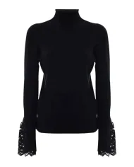 KOCCA Lupetto Donna A25PMA7362ABUN0000 CLARENNA AI 25/26 con polsini svasati in pizzo 00016 NERO