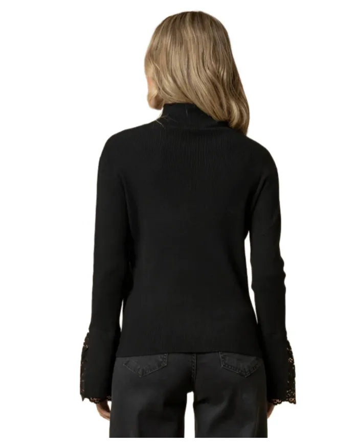 KOCCA Lupetto Donna A25PMA7362ABUN0000 CLARENNA AI 25/26 con polsini svasati in pizzo 00016 NERO