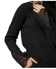 KOCCA Lupetto Donna A25PMA7362ABUN0000 CLARENNA AI 25/26 con polsini svasati in pizzo 00016 NERO
