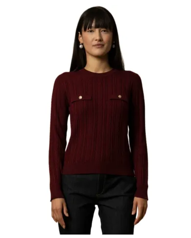 KOCCA Maglia Donna A25PMA7372ABUN0000 JUDE AI 25/26 lavorazione a treccie 10172 BORDEAUX KOCCA Maglia Donna A25PMA7372ABUN0000 JUDE AI 25/26 lavorazione a treccie 10172 BORDEAUX