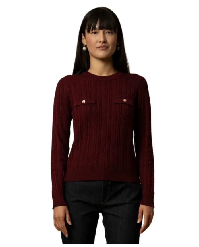 KOCCA Maglia Donna A25PMA7372ABUN0000 JUDE AI 25/26 lavorazione a treccie 10172 BORDEAUX KOCCA Maglia Donna A25PMA7372ABUN0000 JUDE AI 25/26 lavorazione a treccie 10172 BORDEAUX