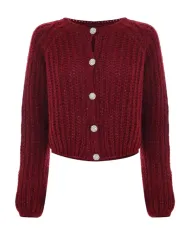 KOCCA Cardigan Donna A25PMA7483ABUN0000 AVE AI 25/26 tessuto lurex con bottoni gioiello 10172 BORDEAUX