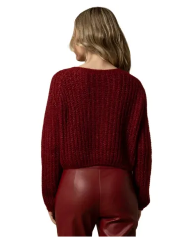 KOCCA Cardigan Donna A25PMA7483ABUN0000 AVE AI 25/26 tessuto lurex con bottoni gioiello 10172 BORDEAUX KOCCA Cardigan Donna A25PMA7483ABUN0000 AVE AI 25/26 tessuto lurex con bottoni gioiello 10172 BORDEAUX