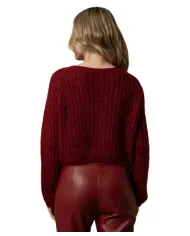 KOCCA Cardigan Donna A25PMA7483ABUN0000 AVE AI 25/26 tessuto lurex con bottoni gioiello 10172 BORDEAUX