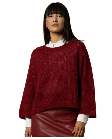 KOCCA Maglia Donna A25PMA7484ABUN0000 AVELINA AI 25/26 misto lana in lurex maniche ampie 10172 BORDEAUX KOCCA Maglia Donna A25PMA7484ABUN0000 AVELINA AI 25/26 misto lana in lurex maniche ampie 10172 BORDEAUX