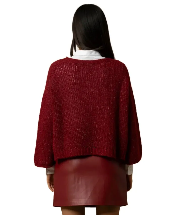 KOCCA Maglia Donna A25PMA7484ABUN0000 AVELINA AI 25/26 misto lana in lurex maniche ampie 10172 BORDEAUX