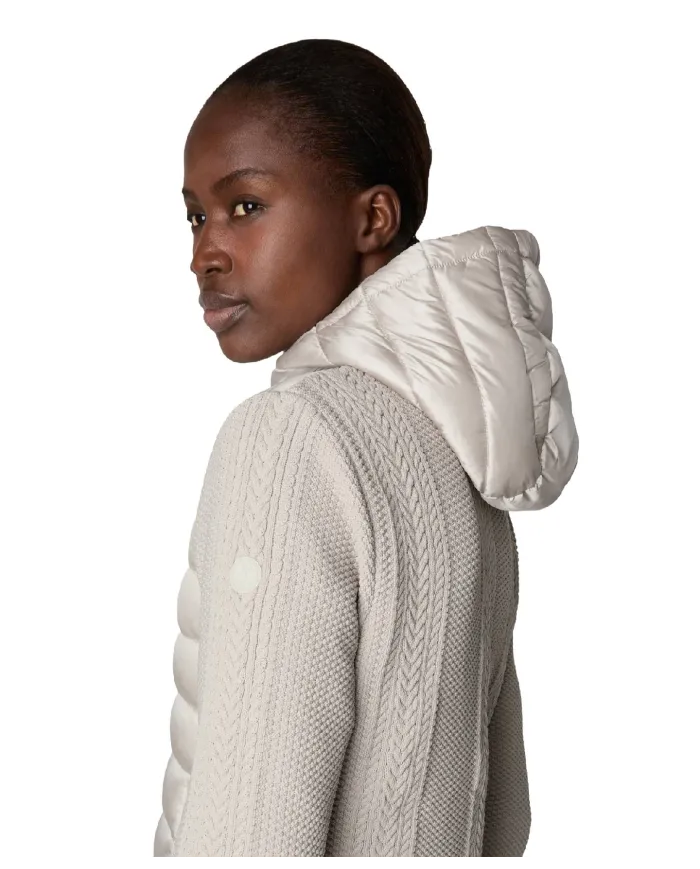 SAVE THE DUCK Piumino Donna D32372W JAMI21 OZMA AI 25/26 con cappuccio e inserti in maglina 40019 RAINY BEIGE