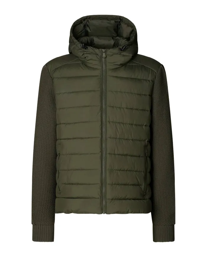 SAVE THE DUCK Piumino Uomo D32488 ROMI21 FEN AI 25/26 con cappuccio e inserti in maglina 50012 DUSTY OLIVE SAVE THE DUCK Piumino Uomo D32488 ROMI21 FEN AI 25/26 con cappuccio e inserti in maglina 50012 DUSTY OLIVE