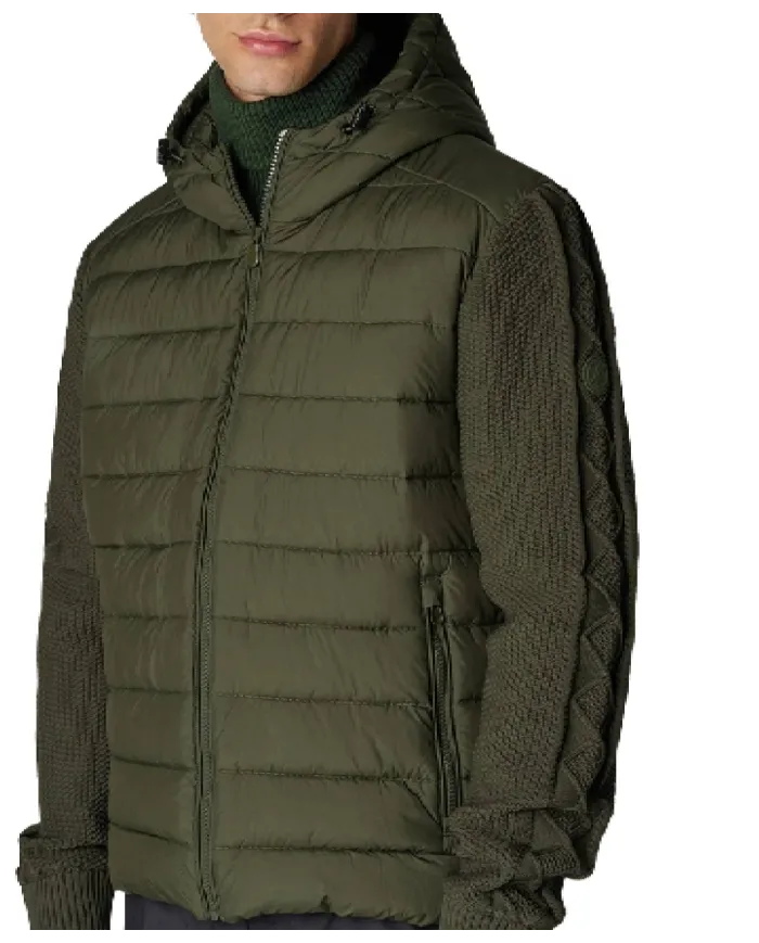 SAVE THE DUCK Piumino Uomo D32488 ROMI21 FEN AI 25/26 con cappuccio e inserti in maglina 50012 DUSTY OLIVE