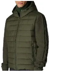 SAVE THE DUCK Piumino Uomo D32488 ROMI21 FEN AI 25/26 con cappuccio e inserti in maglina 50012 DUSTY OLIVE