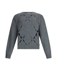 LIU JO Maglia Donna MF5039MS009 AI 25/26 lana comfort con dettagli cut-out 02050 GRIGIO MELANGE