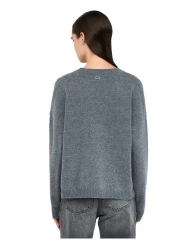 LIU JO Maglia Donna MF5039MS009 AI 25/26 lana comfort con dettagli cut-out 02050 GRIGIO MELANGE LIU JO Maglia Donna MF5039MS009 AI 25/26 lana comfort con dettagli cut-out 02050 GRIGIO MELANGE