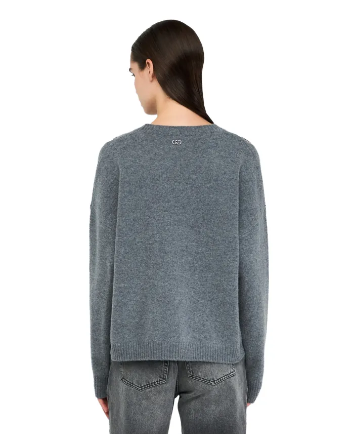 LIU JO Maglia Donna MF5039MS009 AI 25/26 lana comfort con dettagli cut-out 02050 GRIGIO MELANGE