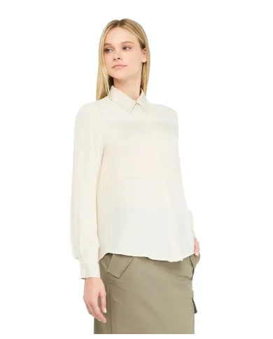 LIU JO Camicia Donna MF5106T2578 AI 25/26 viscosa regular con inserti in raso 20304 NATURALE LIU JO Camicia Donna MF5106T2578 AI 25/26 viscosa regular con inserti in raso 20304 NATURALE