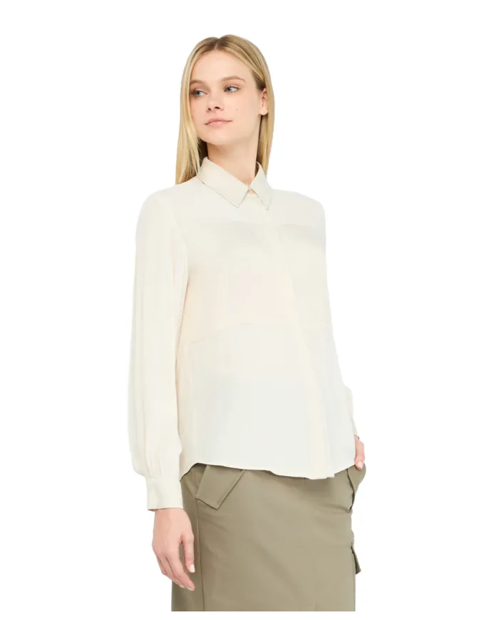 LIU JO Camicia Donna MF5106T2578 AI 25/26 viscosa regular con inserti in raso 20304 NATURALE LIU JO Camicia Donna MF5106T2578 AI 25/26 viscosa regular con inserti in raso 20304 NATURALE