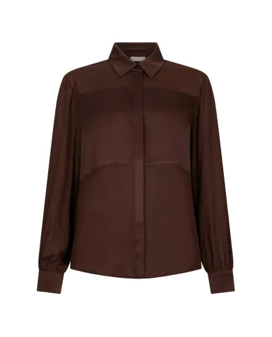 LIU JO Camicia Donna MF5106T2578 AI 25/26 viscosa regular con inserti in raso 90915 CIOCCOLATO LIU JO Camicia Donna MF5106T2578 AI 25/26 viscosa regular con inserti in raso 90915 CIOCCOLATO