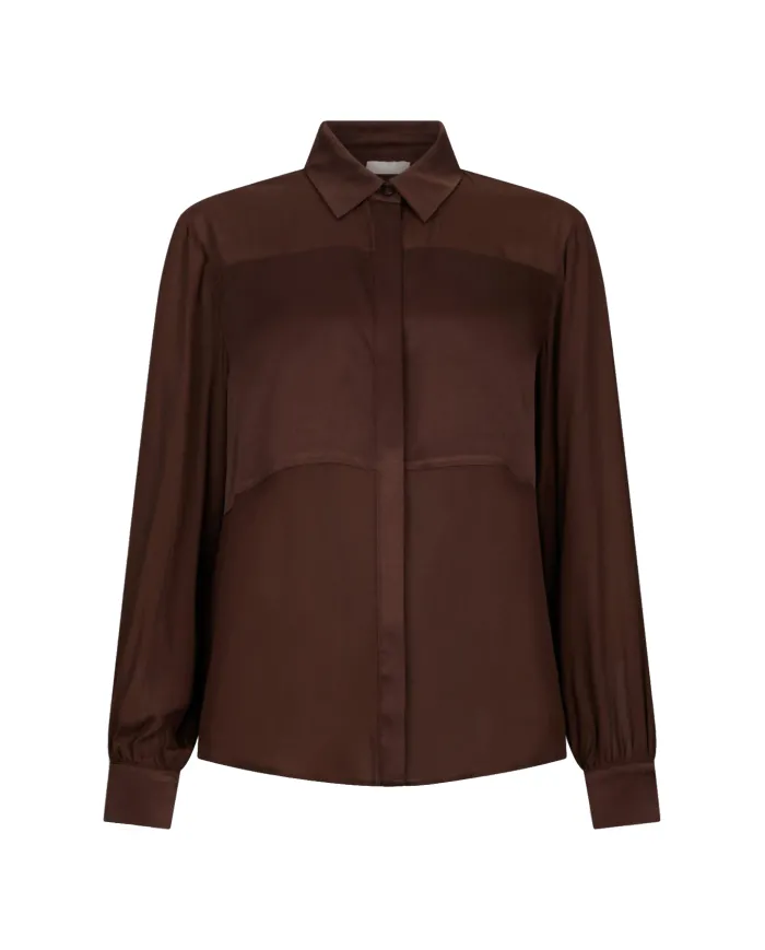 LIU JO Camicia Donna MF5106T2578 AI 25/26 viscosa regular con inserti in raso 90915 CIOCCOLATO LIU JO Camicia Donna MF5106T2578 AI 25/26 viscosa regular con inserti in raso 90915 CIOCCOLATO