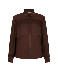 LIU JO Camicia Donna MF5106T2578 AI 25/26 viscosa regular con inserti in raso 90915 CIOCCOLATO LIU JO Camicia Donna MF5106T2578 AI 25/26 viscosa regular con inserti in raso 90915 CIOCCOLATO