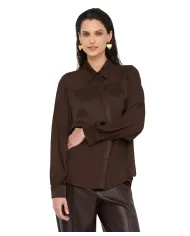 LIU JO Camicia Donna MF5106T2578 AI 25/26 viscosa regular con inserti in raso 90915 CIOCCOLATO LIU JO Camicia Donna MF5106T2578 AI 25/26 viscosa regular con inserti in raso 90915 CIOCCOLATO