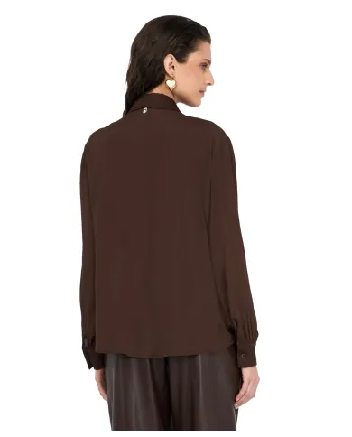 LIU JO Camicia Donna MF5106T2578 AI 25/26 viscosa regular con inserti in raso 90915 CIOCCOLATO LIU JO Camicia Donna MF5106T2578 AI 25/26 viscosa regular con inserti in raso 90915 CIOCCOLATO
