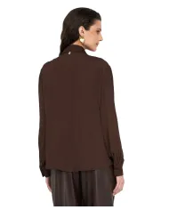 LIU JO Camicia Donna MF5106T2578 AI 25/26 viscosa regular con inserti in raso 90915 CIOCCOLATO LIU JO Camicia Donna MF5106T2578 AI 25/26 viscosa regular con inserti in raso 90915 CIOCCOLATO