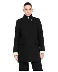 LIU JO Cappotto Donna MF5119J4873 AI 25/26 lana lungo con colletto alto 22222 NERO