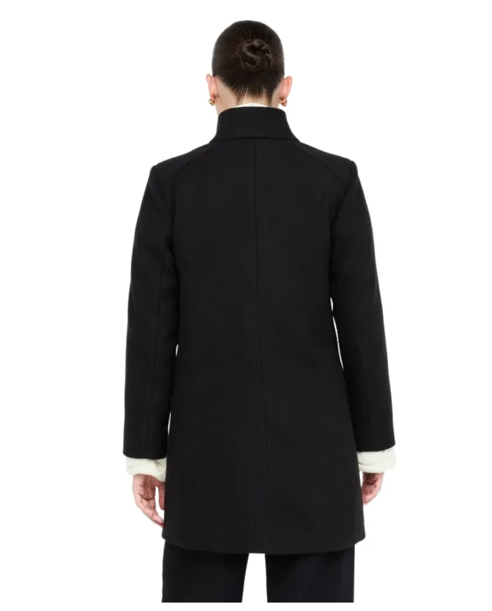 LIU JO Cappotto Donna MF5119J4873 AI 25/26 lana lungo con colletto alto 22222 NERO