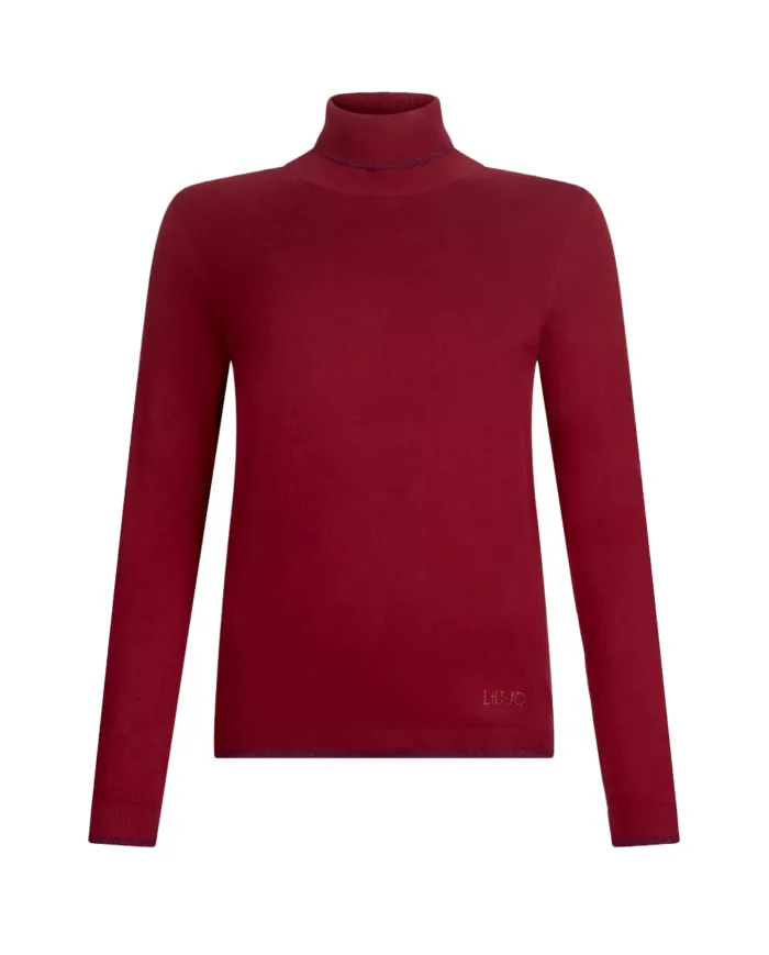 LIU JO Dolcevita Donna MF5229MS49I AI 25/26 viscosa slim con bordatura in lurex 91650 PEPPER LIU JO Dolcevita Donna MF5229MS49I AI 25/26 viscosa slim con bordatura in lurex 91650 PEPPER