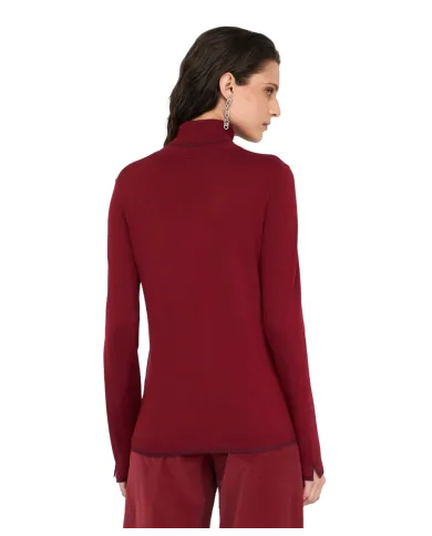 LIU JO Dolcevita Donna MF5229MS49I AI 25/26 viscosa slim con bordatura in lurex 91650 PEPPER LIU JO Dolcevita Donna MF5229MS49I AI 25/26 viscosa slim con bordatura in lurex 91650 PEPPER