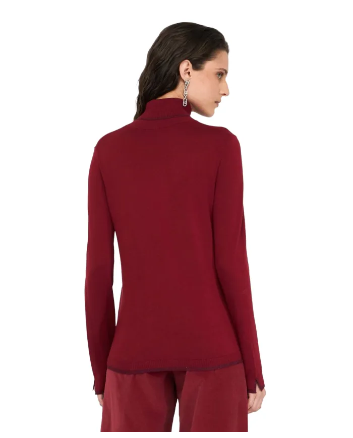 LIU JO Dolcevita Donna MF5229MS49I AI 25/26 viscosa slim con bordatura in lurex 91650 PEPPER