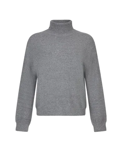 LIU JO Dolcevita Donna MF5234MA27R AI 25/26 viscosa con micro paillettes applicate 04485 GREY MET LIU JO Dolcevita Donna MF5234MA27R AI 25/26 viscosa con micro paillettes applicate 04485 GREY MET