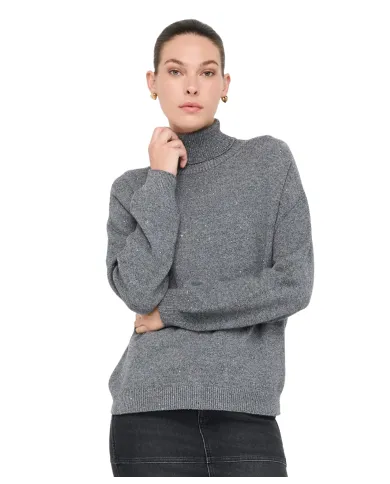 LIU JO Dolcevita Donna MF5234MA27R AI 25/26 viscosa con micro paillettes applicate 04485 GREY MET LIU JO Dolcevita Donna MF5234MA27R AI 25/26 viscosa con micro paillettes applicate 04485 GREY MET
