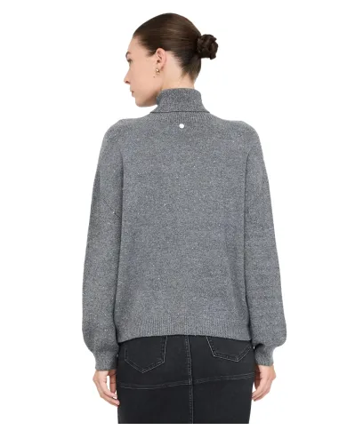 LIU JO Dolcevita Donna MF5234MA27R AI 25/26 viscosa con micro paillettes applicate 04485 GREY MET LIU JO Dolcevita Donna MF5234MA27R AI 25/26 viscosa con micro paillettes applicate 04485 GREY MET