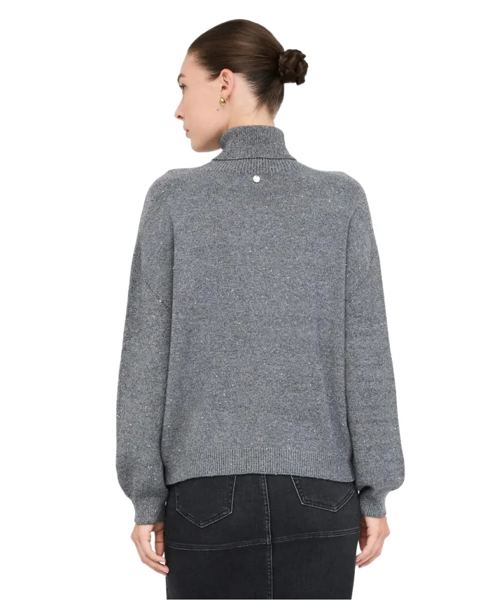 LIU JO Dolcevita Donna MF5234MA27R AI 25/26 viscosa con micro paillettes applicate 04485 GREY MET